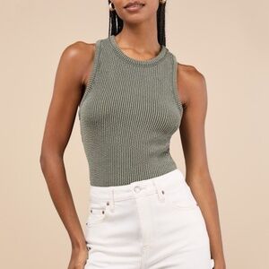 Lulus Essential Update Forest Green Ribbed Tank Top - Size S